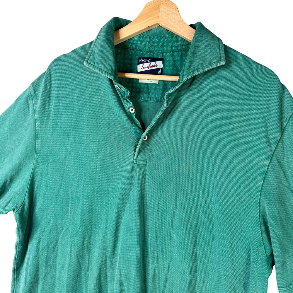 johnnie-O Surfside Mens Large Green Short Sleeve Cotton Spandex Polo Shirt